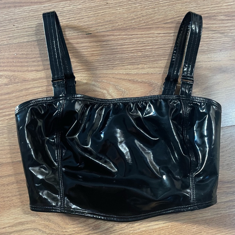 Good America Faux Leather crop top size 1 nwot